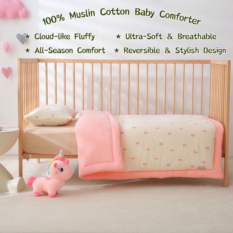 CLoucl Cotton Muslin Toddler Comforter/Quilt,Ultra Soft & Breathble Muslin Toddler Blanket,All Season Baby Blankets for Boys and Girls, Machine Washable,41"x48" - Image 4